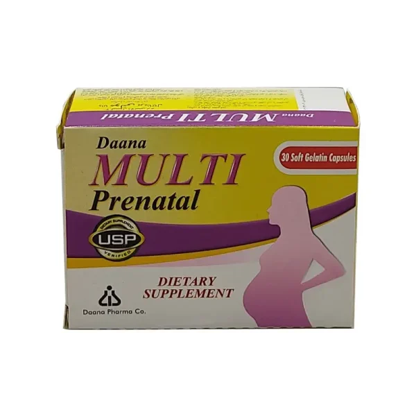 کپسول مولتی پریناتال دانا ویتامین‌های روزانه مادر را تامین می‌کند و به حفظ سلامتی زنان باردار و شیرده کمک می‌کند.