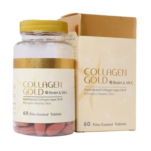 Adrian Collagen Gold with Biotin and vitamin C 60 Tablets-قرص کلاژن گلد بیوتین و ویتامین C آدریان 60 عدد