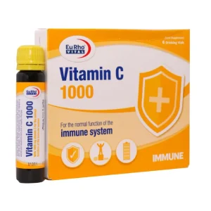 Eurhovital Vitamin C 1000 6 Drinking Vials-ویال خوراکی ویتامین C 1000 میلی گرم یوروویتال 6 عدد