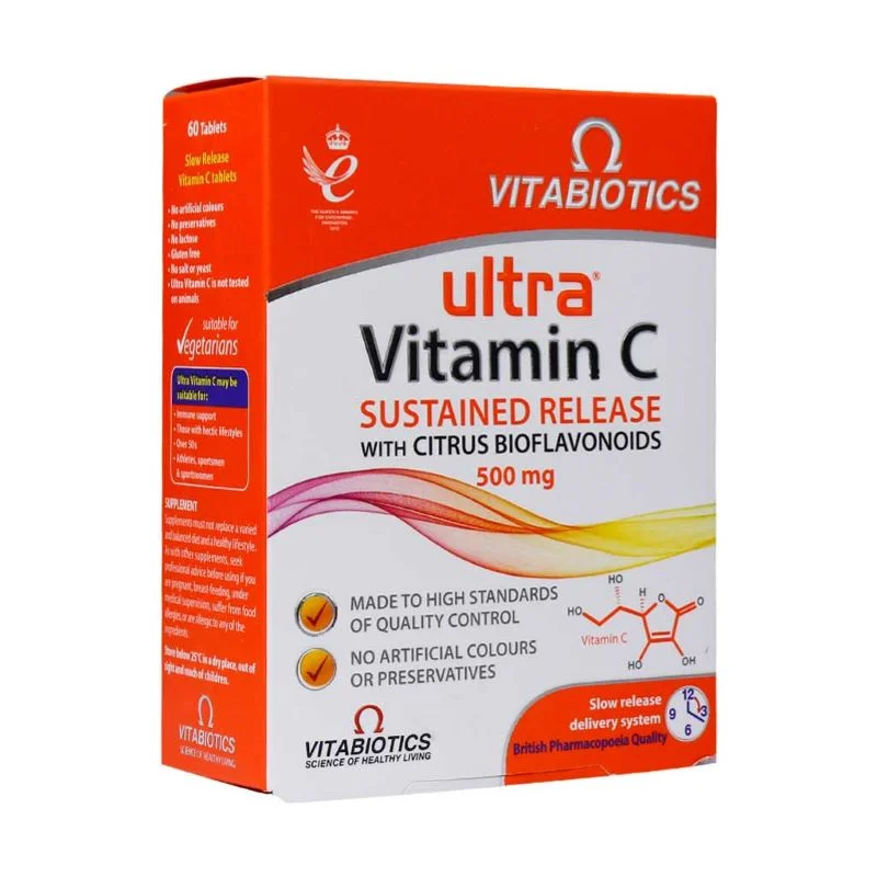 Vitabiotics Ultra Vitamin C 500 mg 60 Tablets-قرص اولترا ویتامین C 500 میلی گرم ویتابیوتیکس 60 عدد