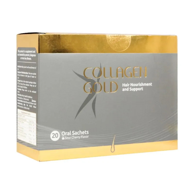 Adrian Colagen Gold Hair Nourishment And Support 20 Oral Sachets-ساشه کلاژن گلد مو و ناخن آدریان 20 عدد