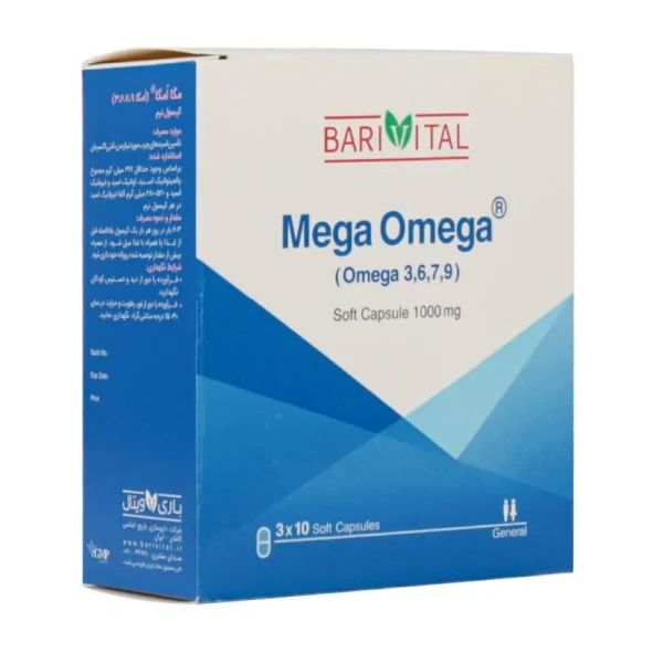 Barivital 3 6 7 9 Mega Omega1000 mg Soft Capsules-سافت ژل مگا امگا 1000 میلی گرم 9 7 6 3 باریویتال